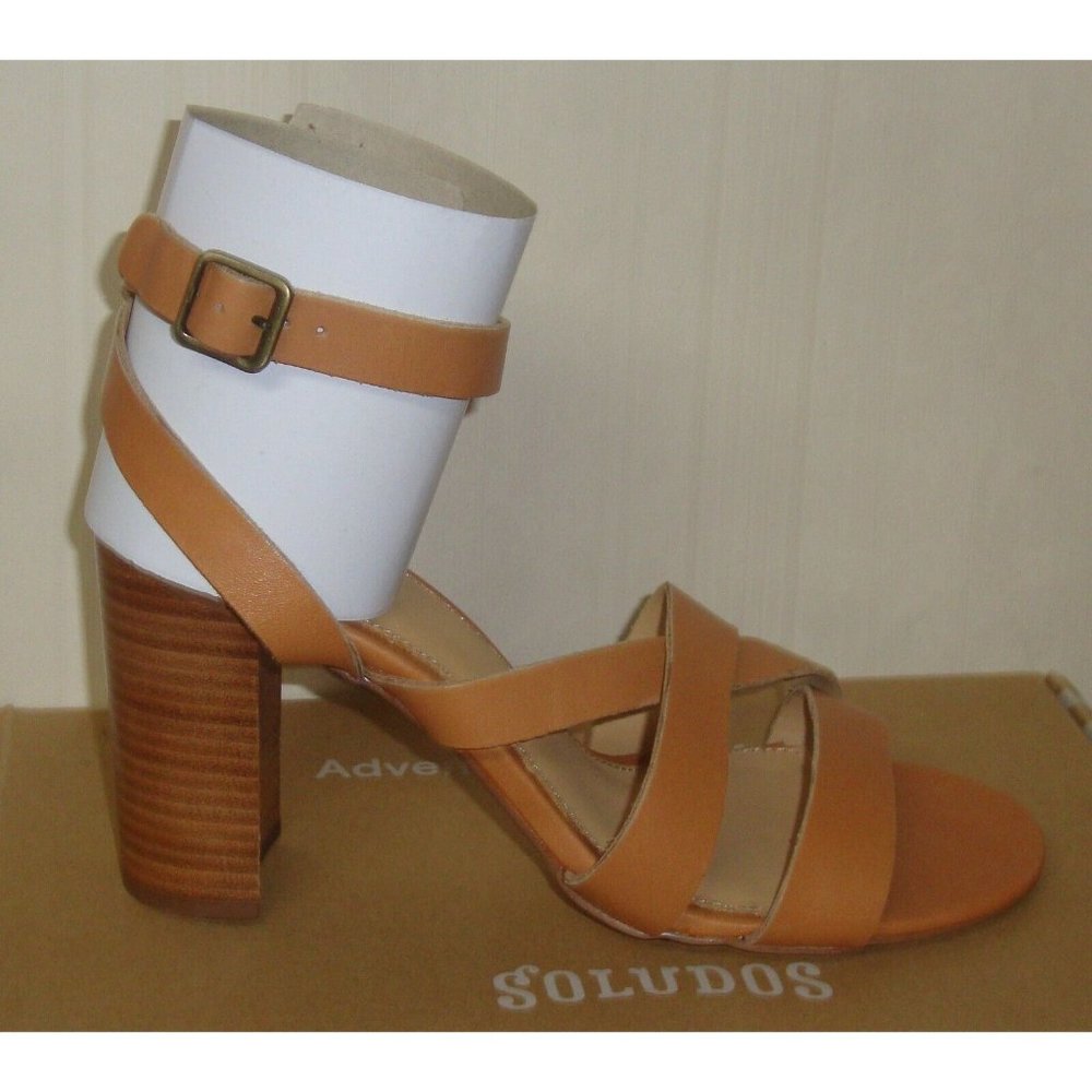 Soludos Nude EMILE Leather Ankle Strap Open Toe Heels Size US 9 NEW Retail $149